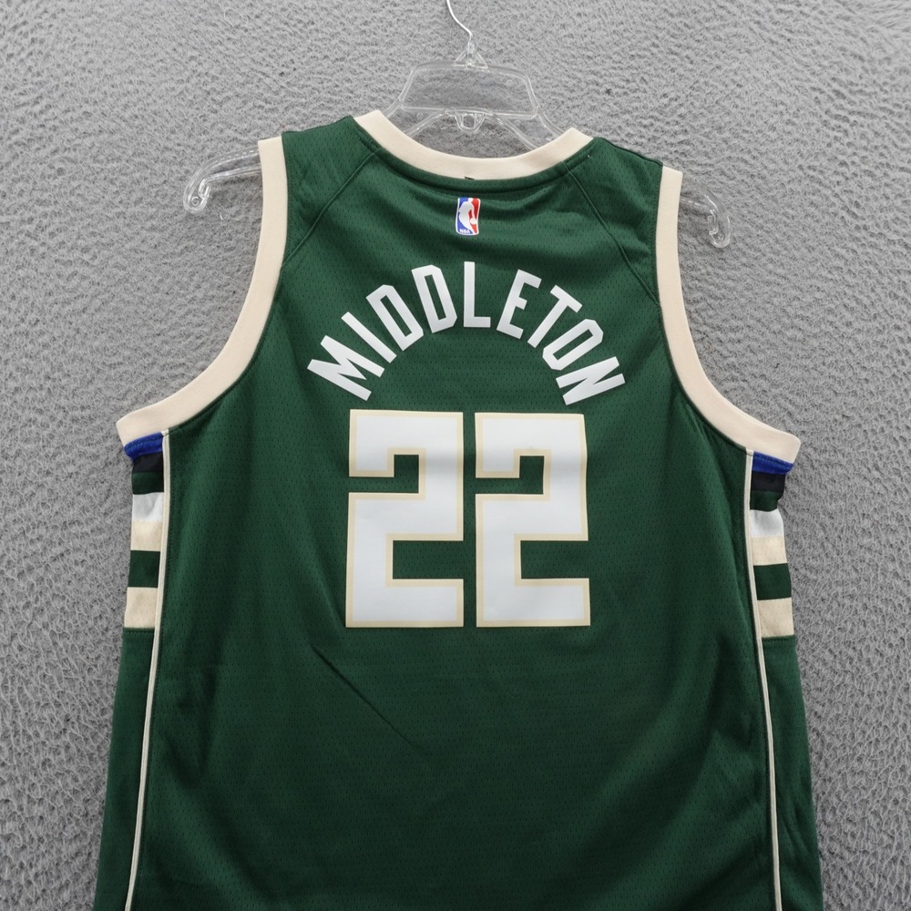 Nike Milwaukee Bucks Khris Middleton 22 Youth Large‎ 14 16 Icon Jersey Green NEW - Picture 4 of 13